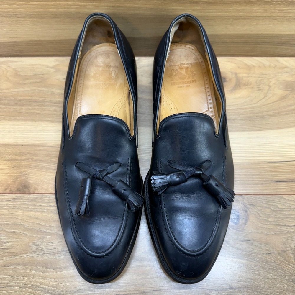 Johnston & Murphy Aristocraft‎ USA Made Tassel Loafers Mens 10 D/B Black Leather